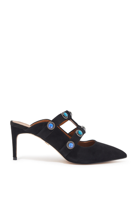 Octavia Crystal 75 Leather Strap Mules
